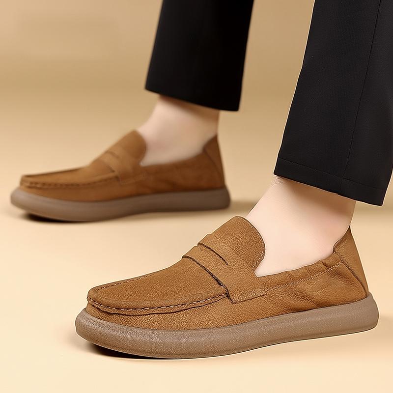 Fashion Fashion Genuine Leather Mens Shoes Business Casual Luxury Brand Soft Comfort Loafers Shoes High Quality Slip on Male Boat Shoes