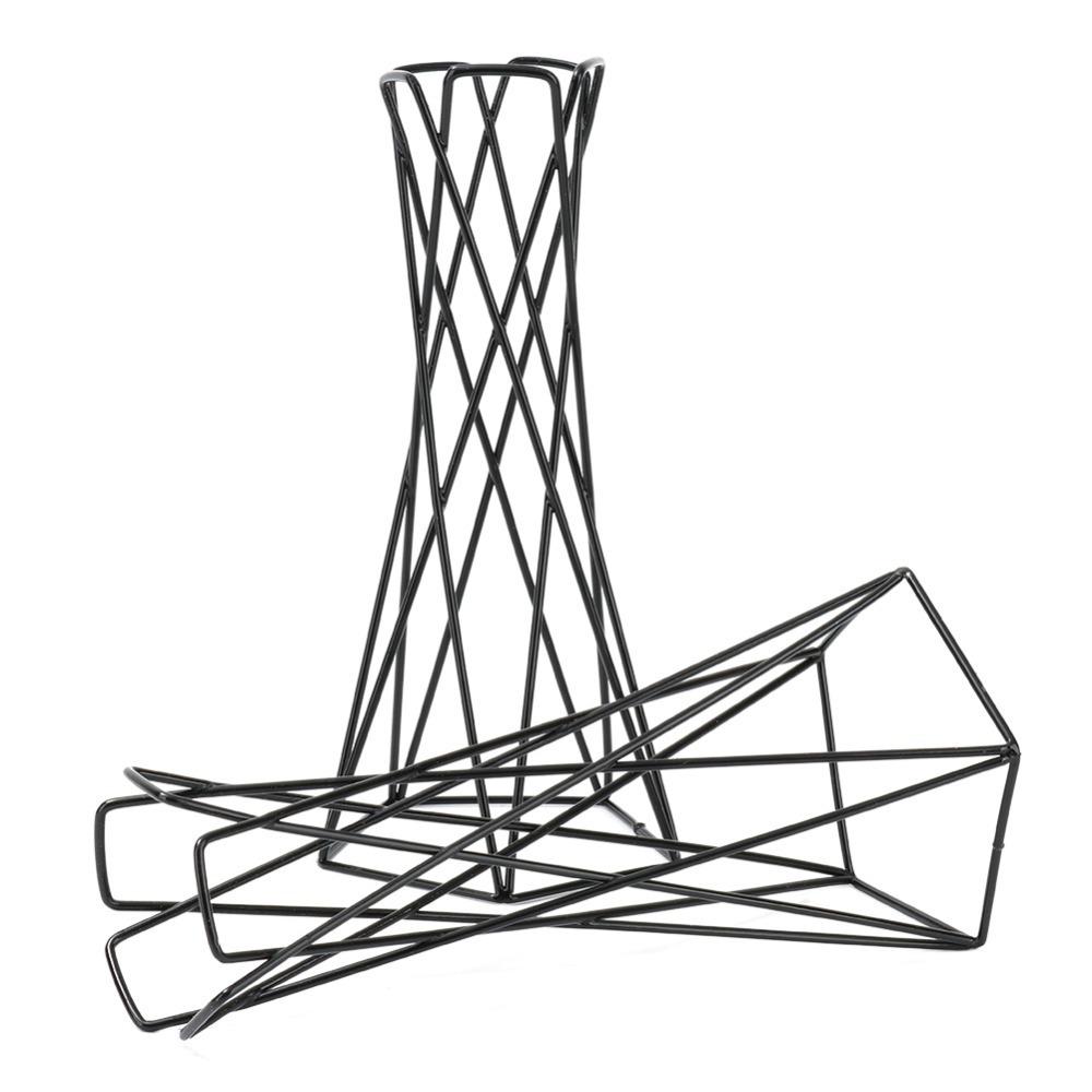 2PCS Geometric Design Metal Flower Pot Stand Black Geometric Iron Tillandsia Holder