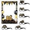 Fun Birthday Party Photo Frame and Glasses Set Birthday Photography Prop for Women Men Holiday Birthday Party Decoration