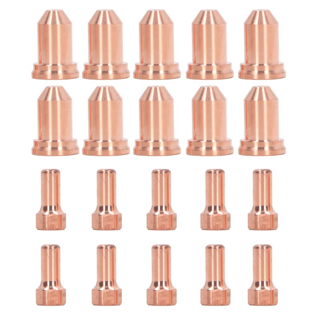 20Pcs Plasma Cutting Torch Nozzles Electrodes Brass Strong High Temperature Resistant Nozzles Electrodes Set for PTM 80