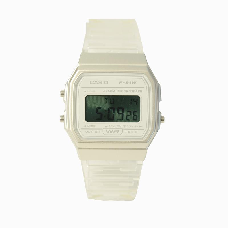 Casio Özelleştirilmiş saat modifiye serisi Glacier Green Kuvars Reçine Kayış Unisex Yeşil Kadran F-91WS-7DF F-91WS-7DF