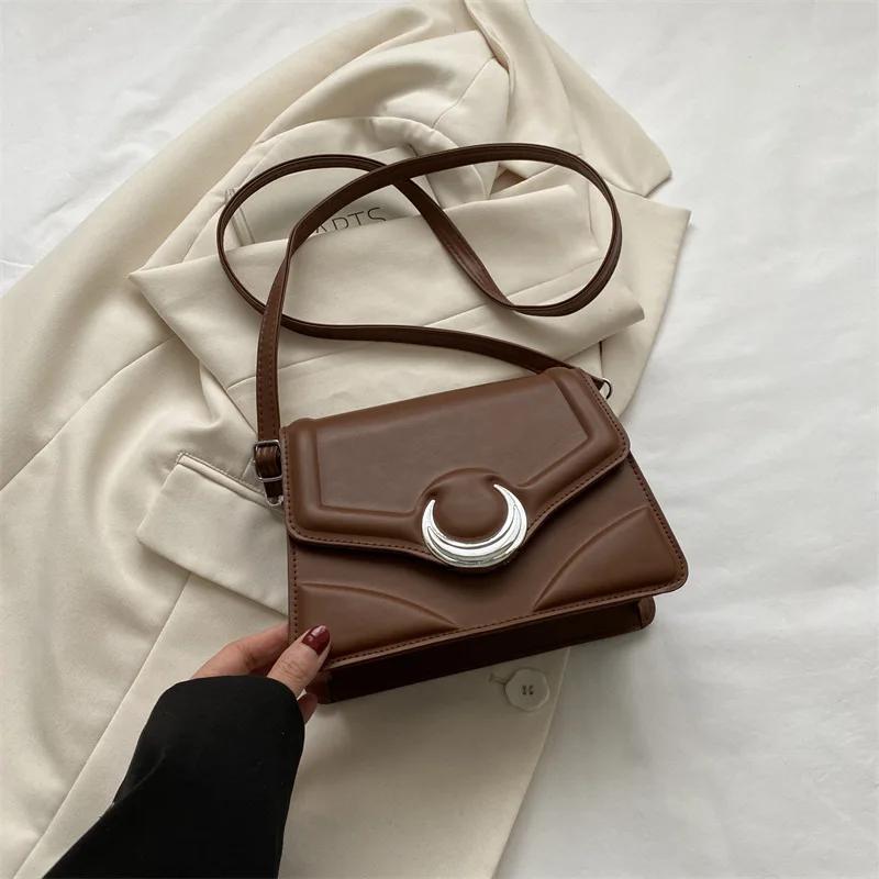 

Популярная маленькая сумка через плечо, новая модная однотонная маленькая женская сумка через плечо, высококачественная универсальная сумка через плечо люксового бренда