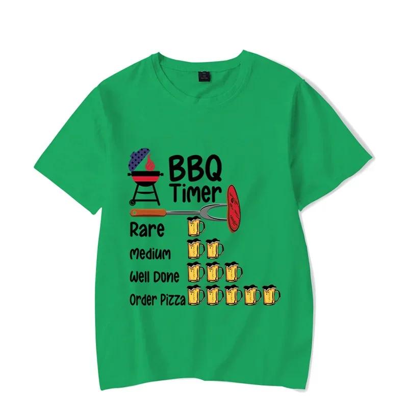 Košile BBQ TIMER Pánské tričko BEER Potisk Mikina s krátkým rukávem Letní tričko Pulovr Topy Nadměrná velikost Prodyšná trička Košile