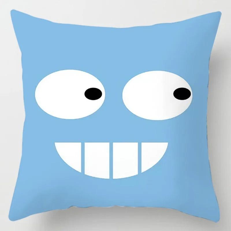 Taie d'oreiller décorative à motif drôle d'expression de dessin animé, salon, ornements de bureau, maison