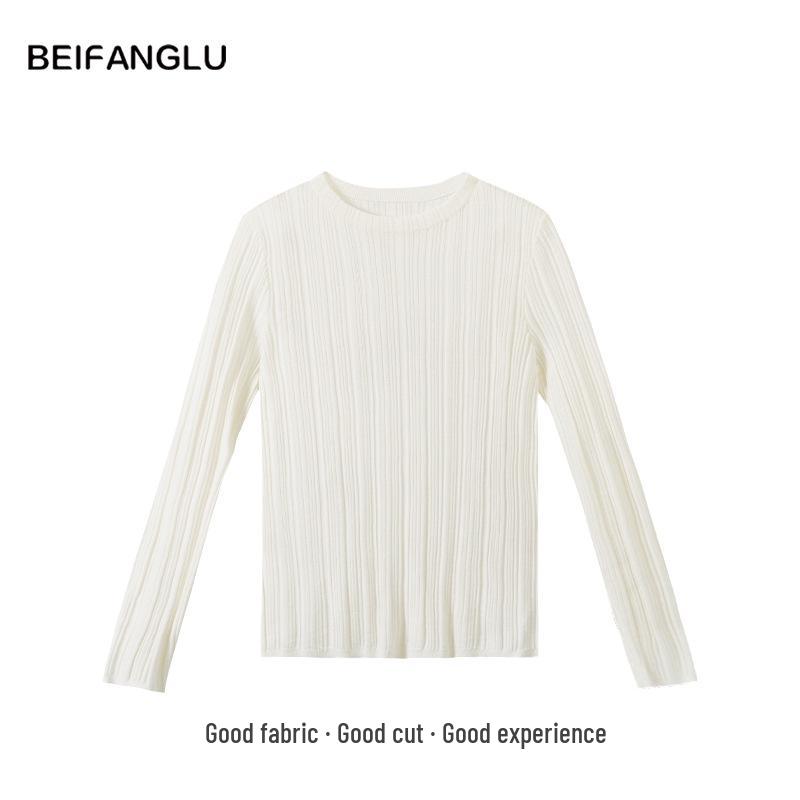 Northern Deer Spring Collection: Women's 73% Wool, 27% Mulberry Silk Ribbed Round Neck Knitwear