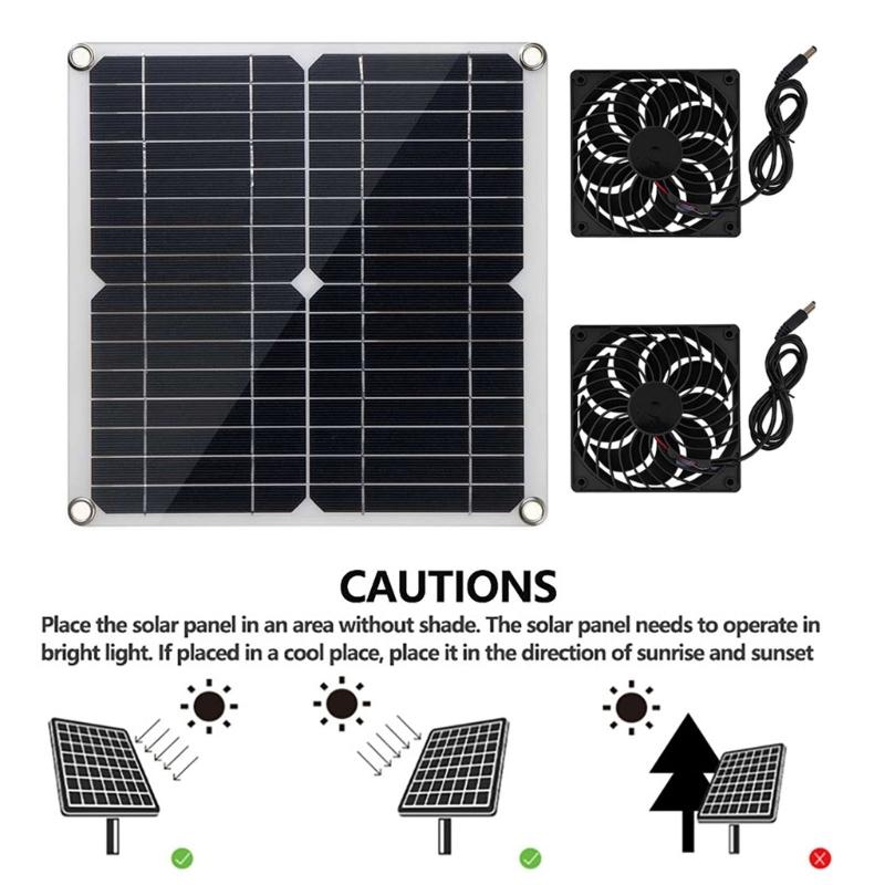 12W Solar Powered Fan Solar Exhaust Fan Ventilation Solar Shed Fan for Greenhouses, Chicken Coops, Shed, Dog House
