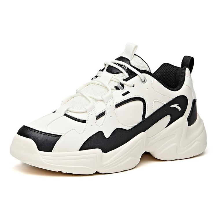 Anta Cushioning Slip Resistant Abrasion Resistant Low top Chunky Sneakers Women's White Black 922048822-3