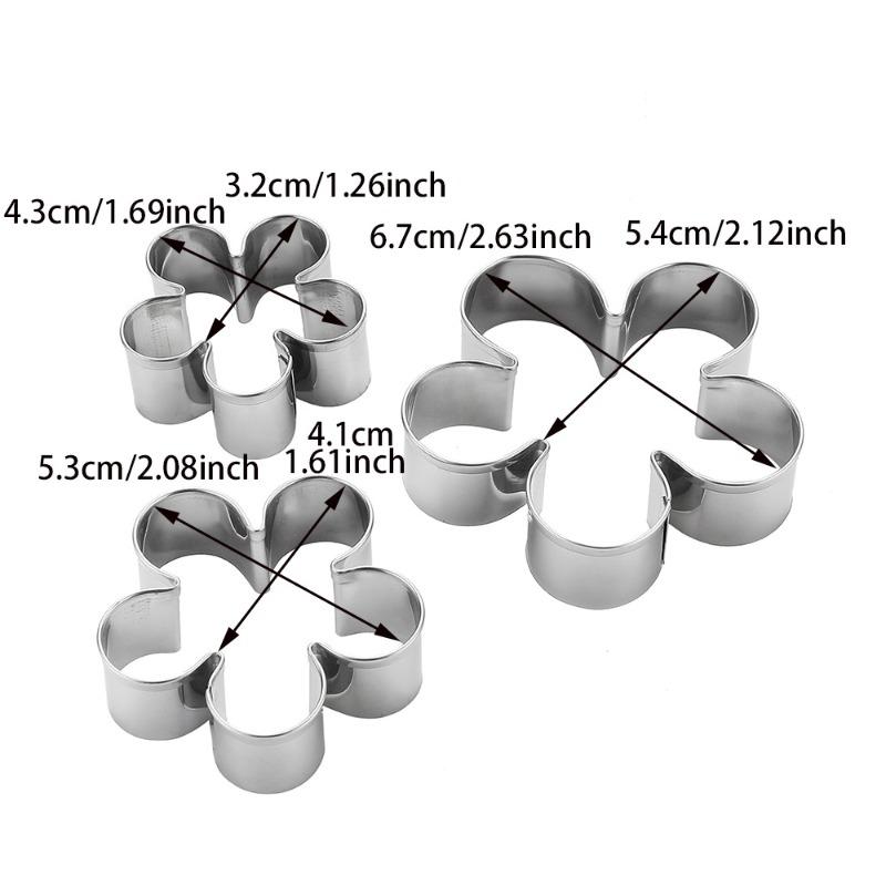 3 pcs of Flower Shaped Cookie Cutters, Stainless Steel Rose Petals Fondant Cutters Pastry Biscuit Molds for Baking DIY