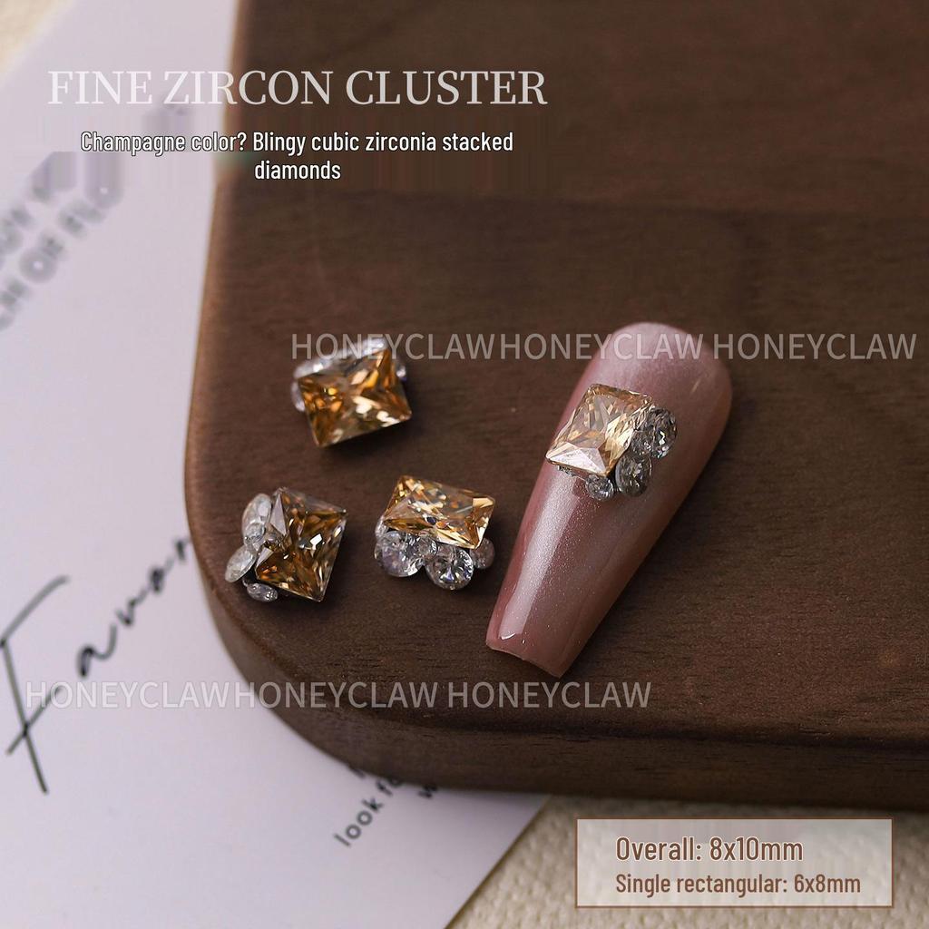 Champagne Zirconia Rhinestone Nail Art Balls - Handmade, Super Sparkle Decoration