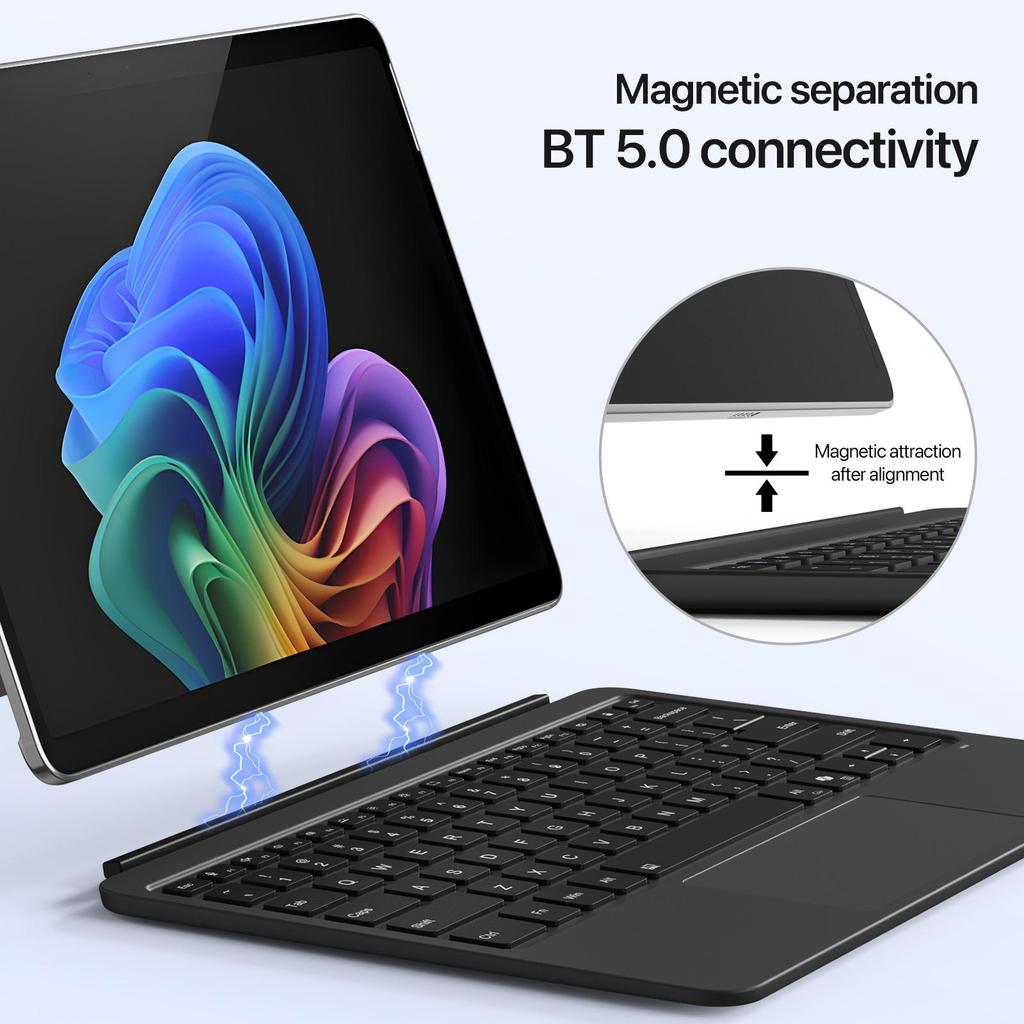 Compatible Magnetic Bluetooth Keyboard for Microsoft Surface Pro 12 with Seven-Color Backlight