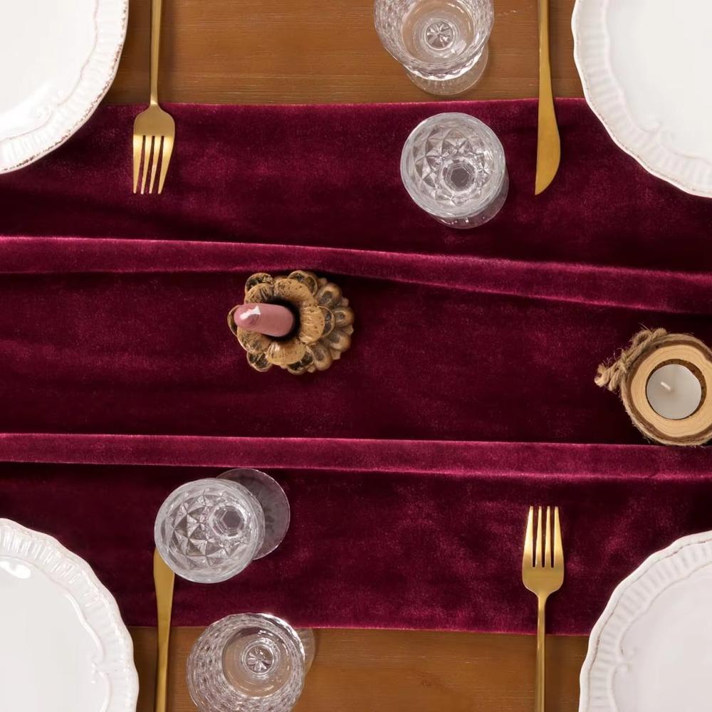 European Style Velvet Table Runner Non-slip Table Linen Conference Table Cover  New Year