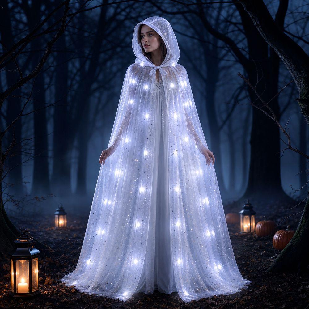 Lace-up LED Halloween Hooded Cloak Vintage Cosplay Costume New Design Overcoats