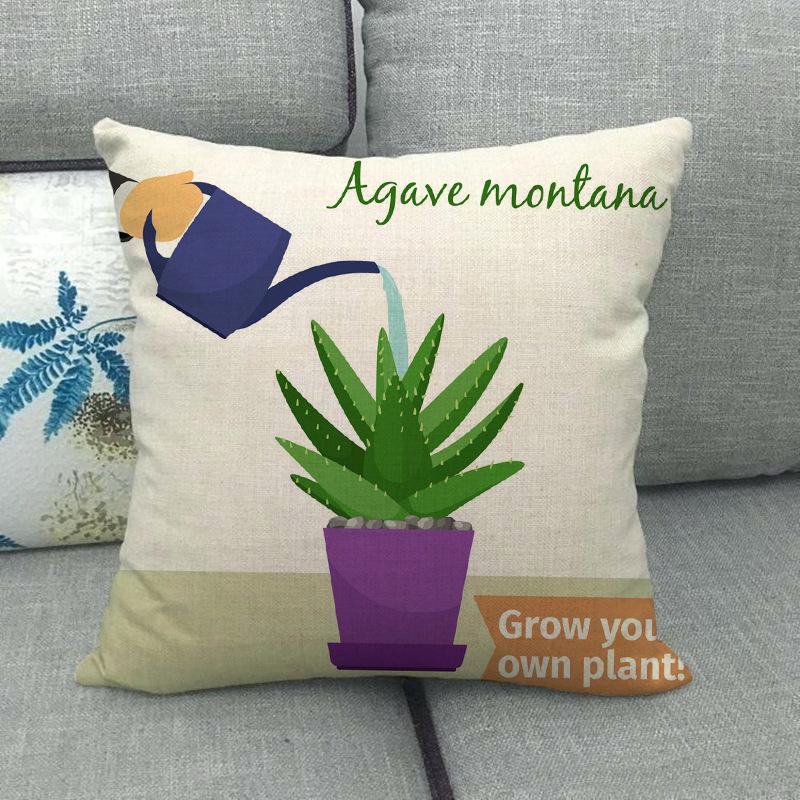 The Pattern Of The Watering Cactus Digital Printing Short Plush Pillow Covers For Car Sofa Office Cushion Cover Home Goods