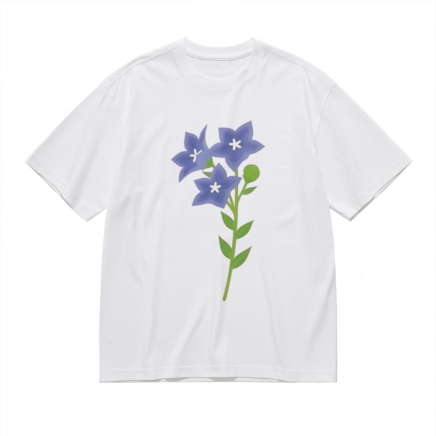 Women s Soft Breathable All Season Classic T-Shirt Mens Womens Tees Top Charming Blue Flowers Tee S