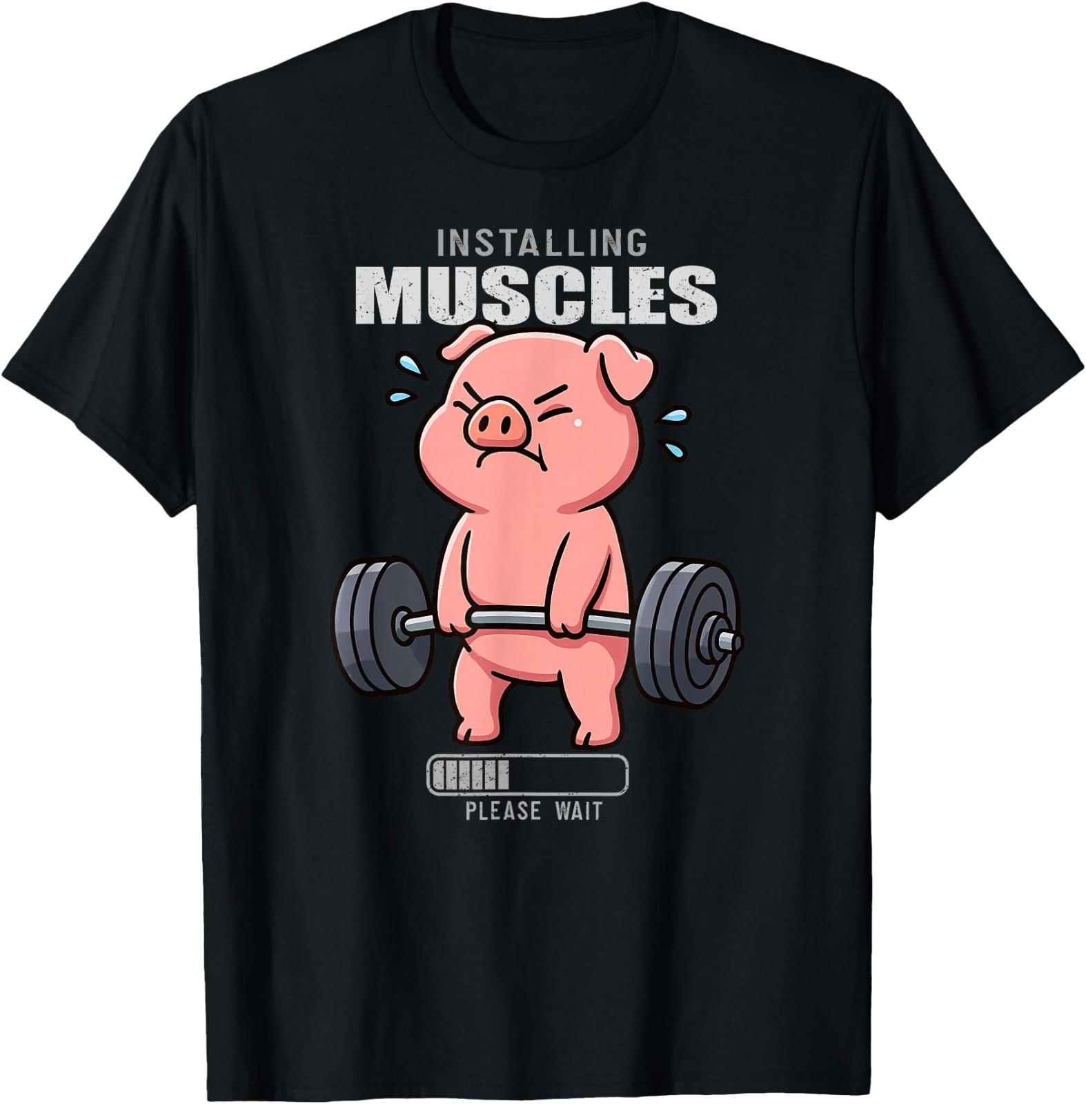 Funny Cute Pig Workout Gym Fitness Weightlifting Deadlift T- Unisex T-Shirt XL