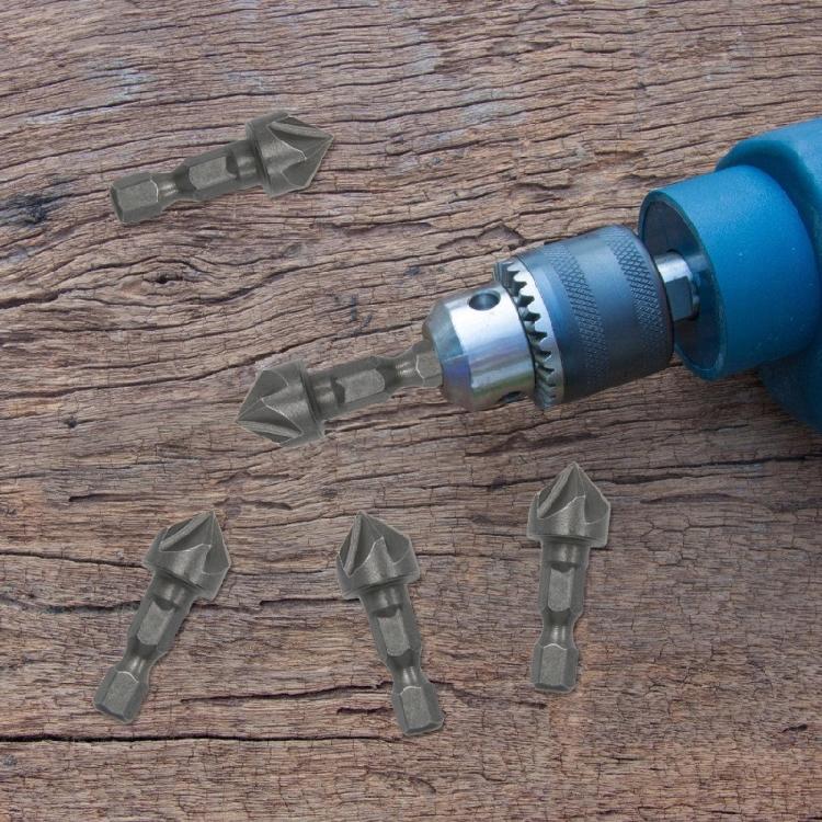 5pcs Hexagonal Shank Five Edge Chamfer Drill Bit Set for Accurate Hole Opening & Reaming Smooth Finishing Craftsmanship