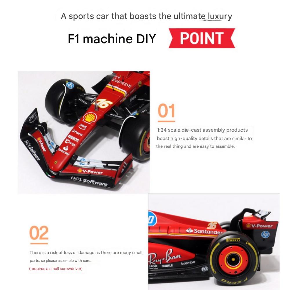 Brago 1:24 Ferrari SF24 F1 Model Machine Assembly DIY (Stand Not Included)