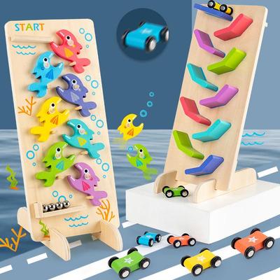 Colorful Wooden Educational Glide Car for Children - Fast, Interactive Parent-Child Toy