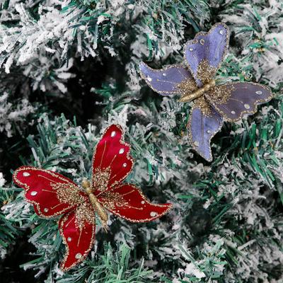 Décorations de Noël Papillon Pailleté Simulation Papillon Ornements à Suspendre pour Arbre de Noël 2025 Nouvel An Navidad Décoration Intérieure