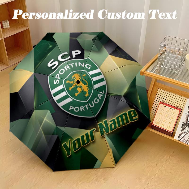 8 Rib Auto Folding Umbrella Sporting CP Print Custom Name Text Portable Rain Gear