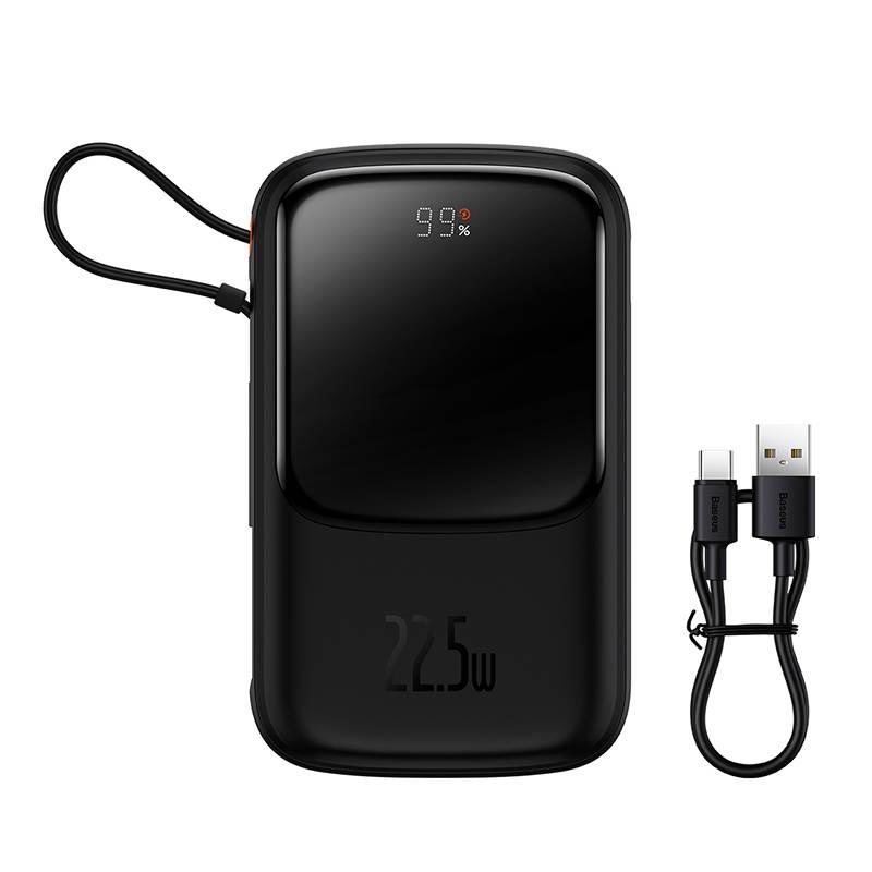 Powerbank Baseus Qpow Pro with USB-C, USB-C, USB Cable, 10000mAh, 22.5W (Black)