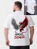 Unisex Angel Demon Wings Graphic T Shirt Double Side Print Oversized Short Sleeve Tees Gothic Punk Aesthetic Streetwear Back