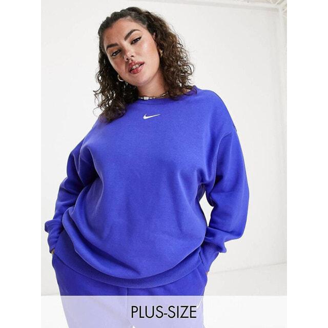

Nike Plus mini swoosh oversized crew sweatshirt in lapis blue