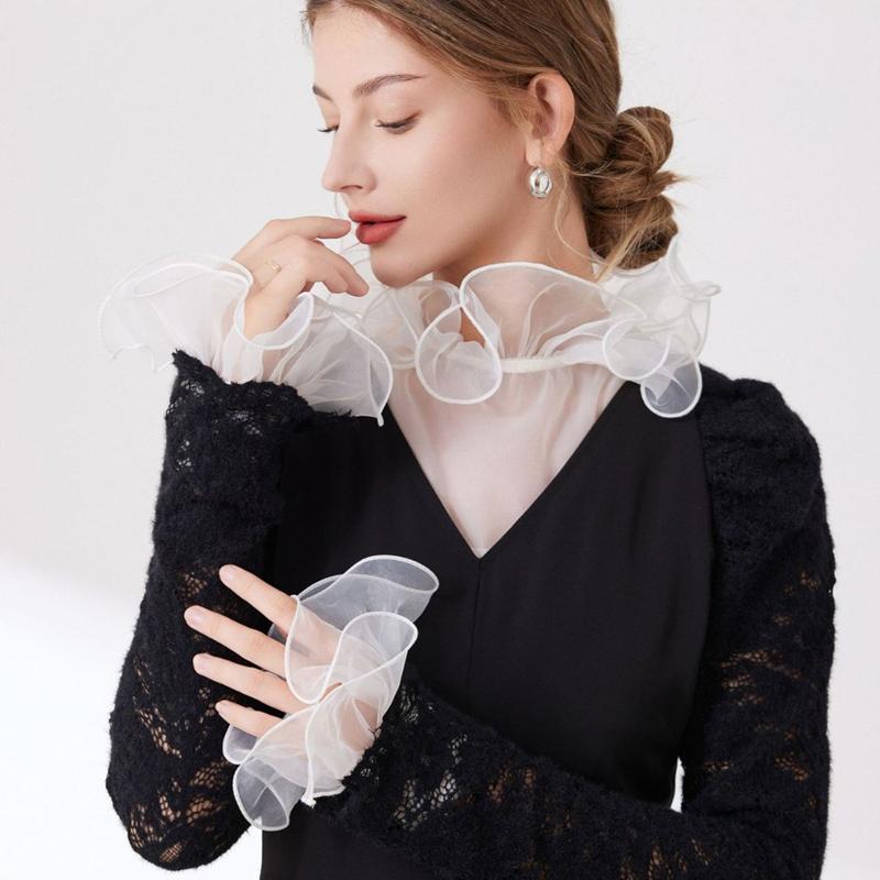 Sweet Tull High Collar Autumn Winter Detachable Blouse Shirt Removable False Collar Sweater Decorative Collar Neck Accessories