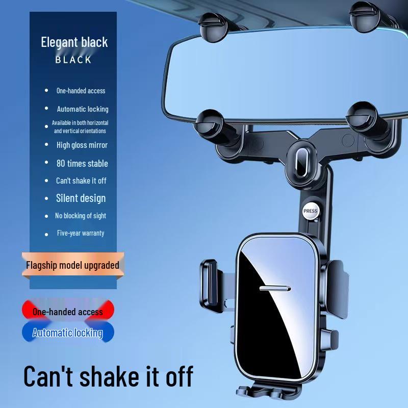 Multifunctional Car Rearview Mirror Phone Holder & Navigation Bracket 2025 - Truck Interior Support.