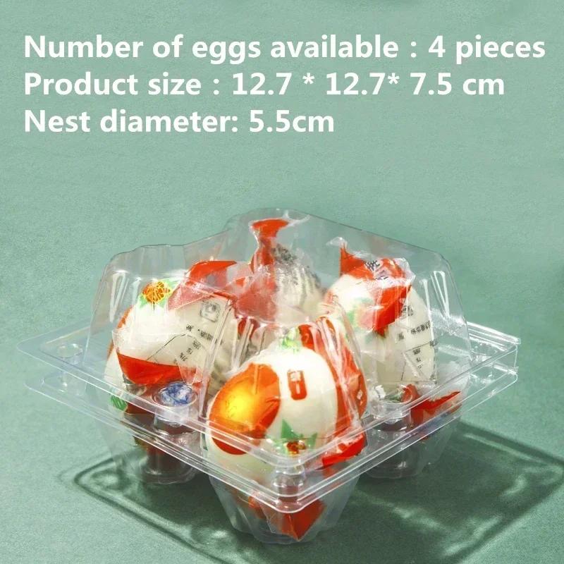 100pcs Transparent Disposable Eggs Packaging Boxes with Cover Tray Supermarket Sales Packaging Thickening Duck Egg Storage Box