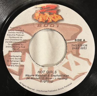 7inch Record WAYNE MARSHALL, ELEPHANT MAN - Hot Girls 2HAR0053 2 Hard Recordin Jamaica Reggae, Ska & Dub Used