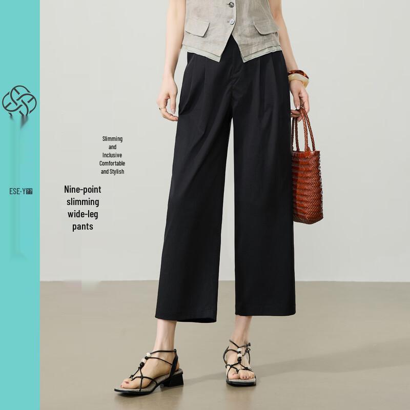 ESE-Y Women s Cropped Wide-Leg Wrinkle-Resistant Trousers 28
