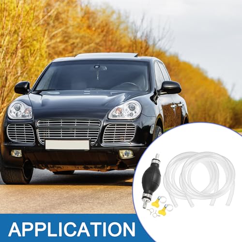 A ABSOPRO Hose Hand Fuel Pump Transfer Pump 3 Meter Long 8mm ID Hand Suction Pump for Car Boat Bike PVC