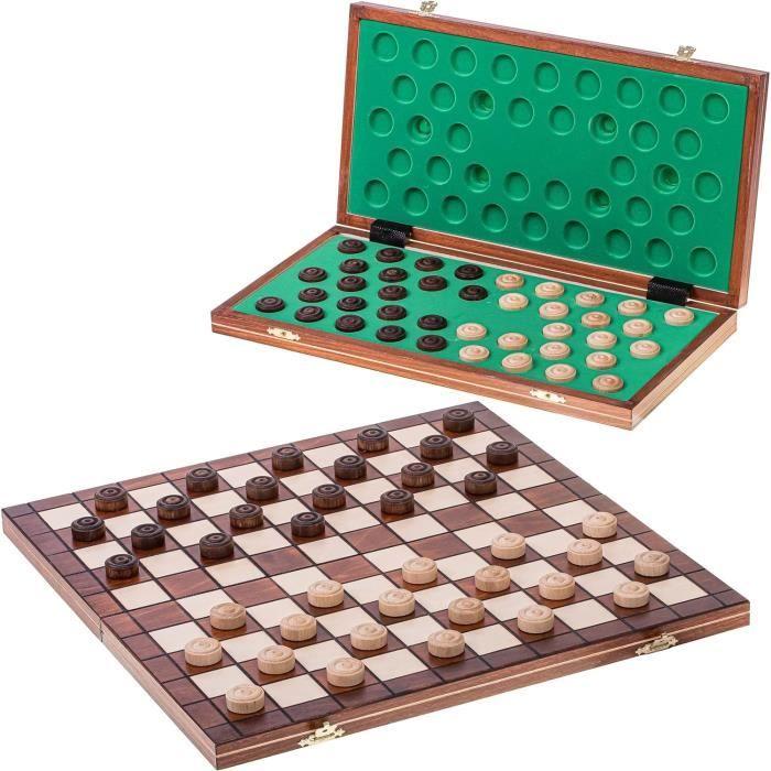 Jeu de dames - square game - bois de hêtre/bouleau - 40 x 40 cm - 2 joueurs ou plus