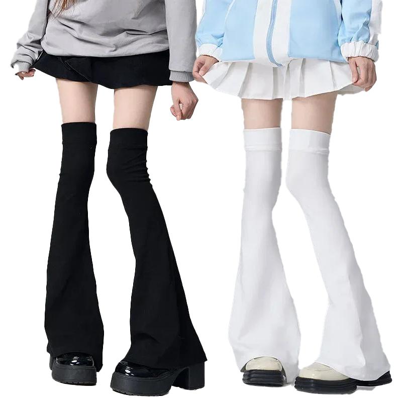 Japanischer Stil Scharfer Femboy Über das Knie Hornförmige Manschetten Y2K Beinstrumpf Elastizität Schlankmachende Kniesocken Sexy Accessoires One Size gray