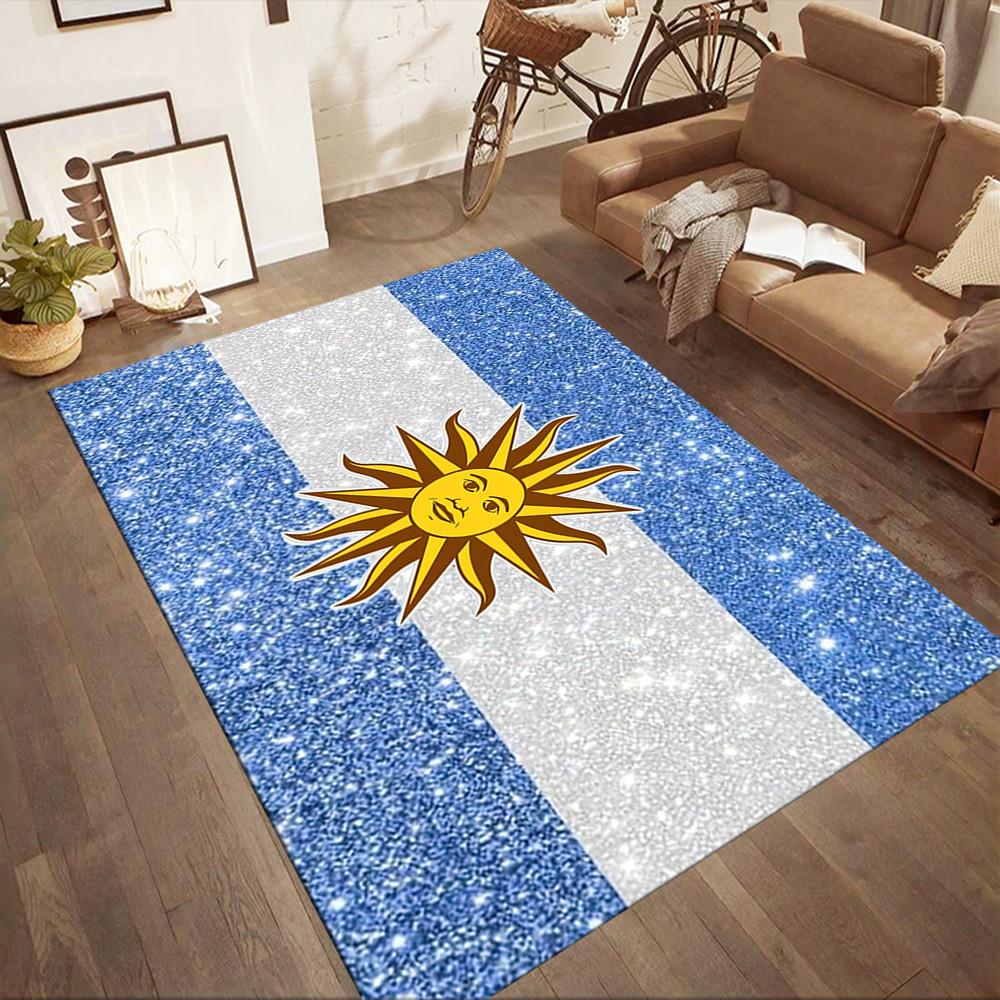 Argentina Sparkle Flag Square Rugs Are a Great Choice for Living Rooms, Bedrooms, Home Décor, and As Gifts.