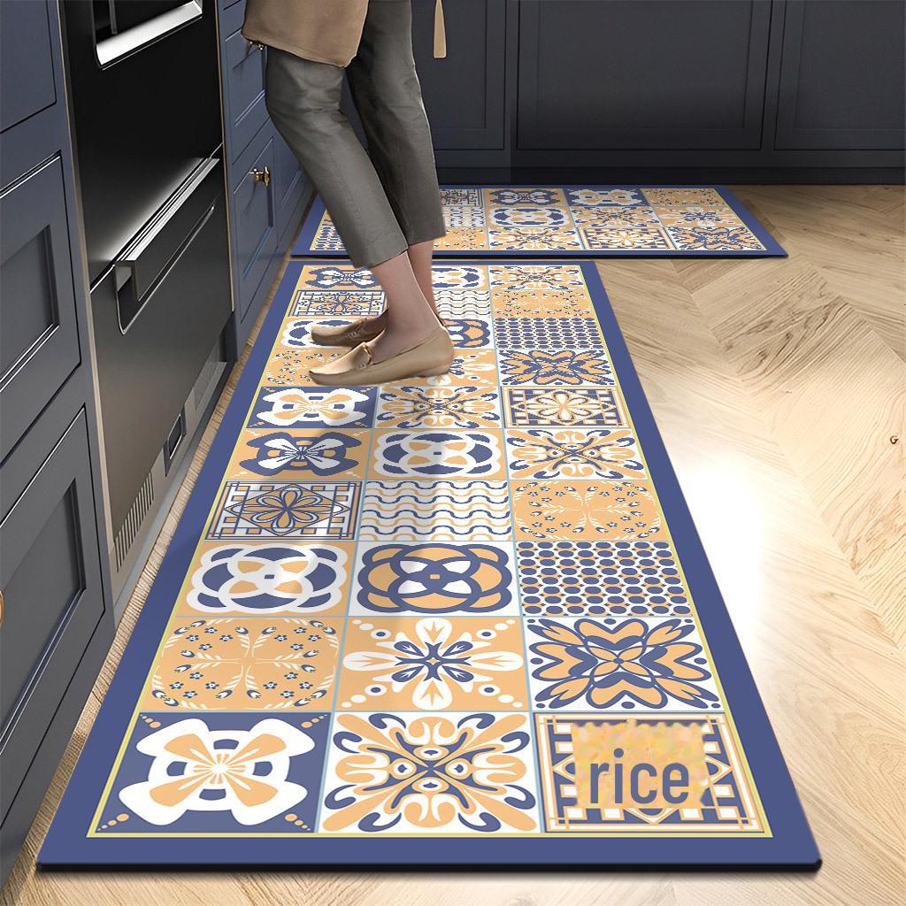 Colorful Print Kitchen Mat Soft Thickened Kitchen Floor Mat Waterproof Non-slip Oil-proof Floor Mat Runner Rug