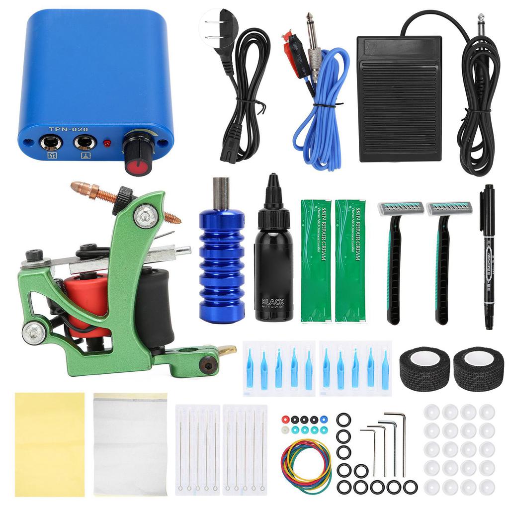 Complete Tattoo Machine Kit Professional Tattoo Coils Machine Tattoo Clip Cord Pedal Supply