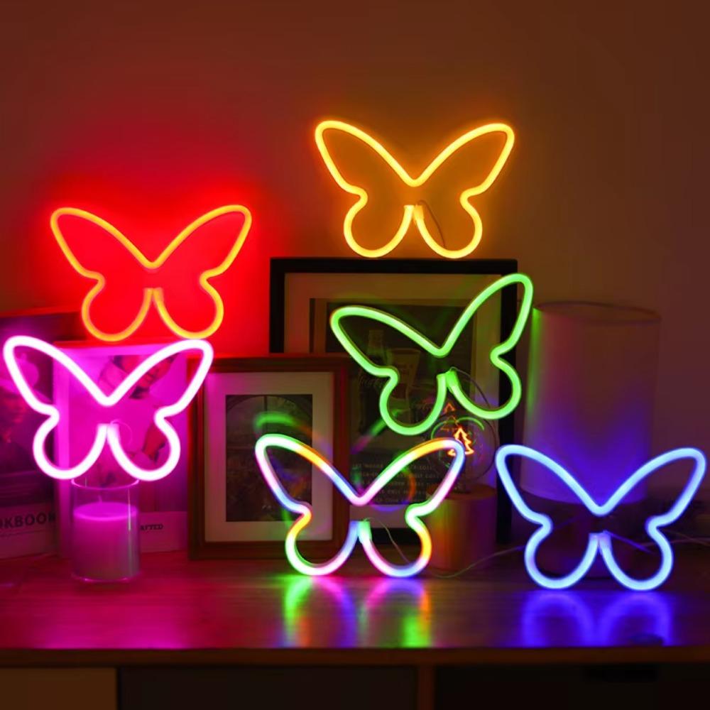 Butterfly LED Neon Sign Light, Battery Operated Novelty Neon Mini Night Light Room Birthday Home Wall Decoration Atmosphere