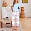 Women's Casual Loungewear Set with Printed Short Sleeve Round Neck T-Shirt and Loose Fit Pants