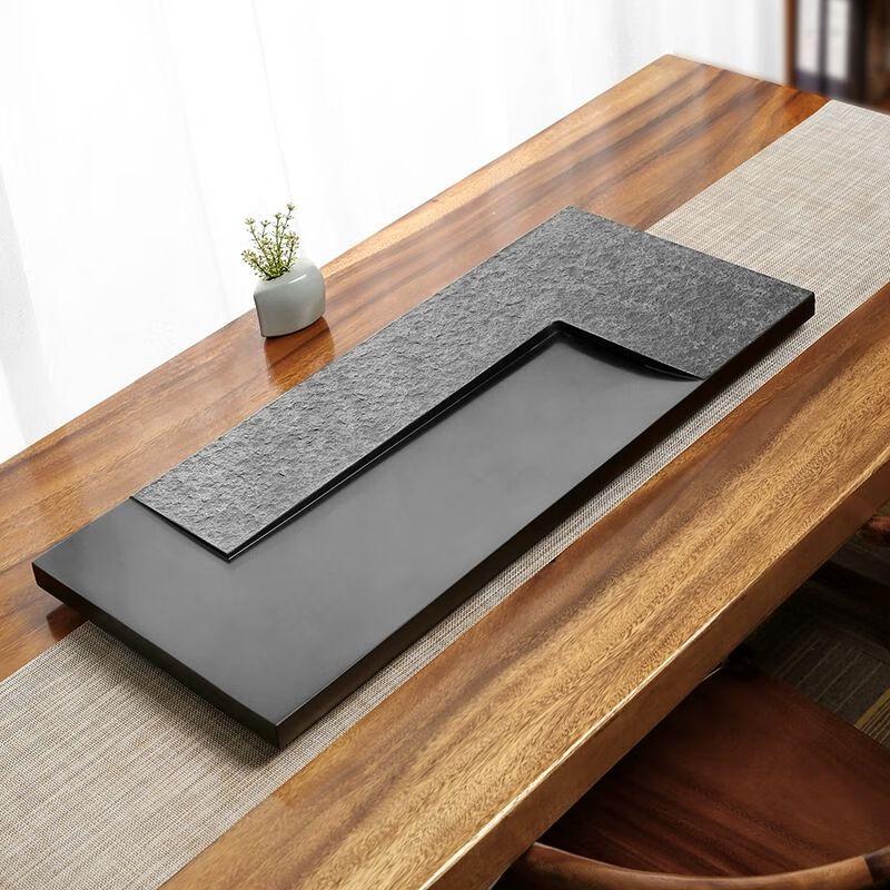 Modern Light Luxury Natural Black Gold Stone Tea Tray