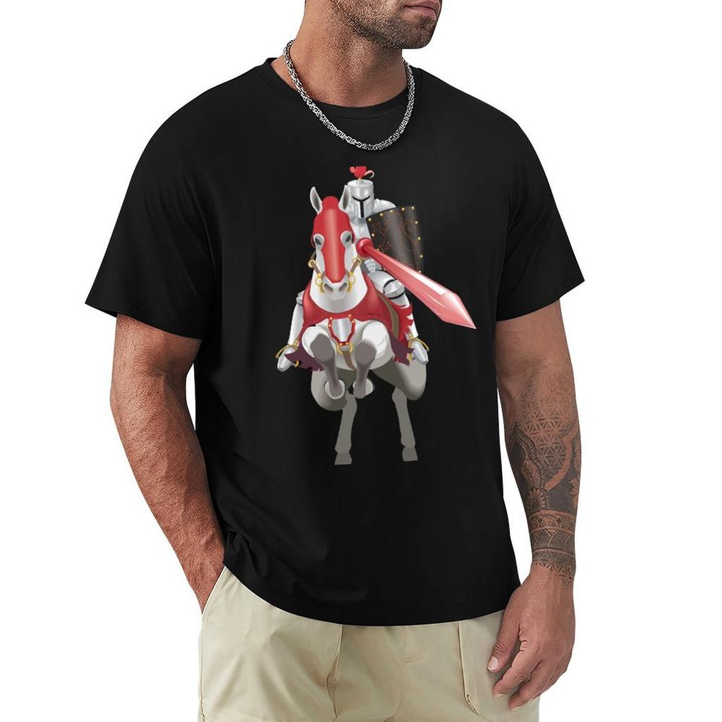 Medieval Knight In Armor On Horse T-Shirt Summer Tops Animal Prinfor Boys New Edition Fruit Of The Loom Mens T Shirts