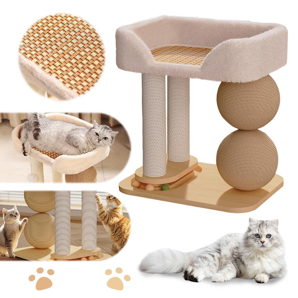 Cute Cat Climbing Frame with Sisal Ball Cat Jumping Platform Wear Resist Integrated Sisal Bed Pet Supplies Climbing Frame