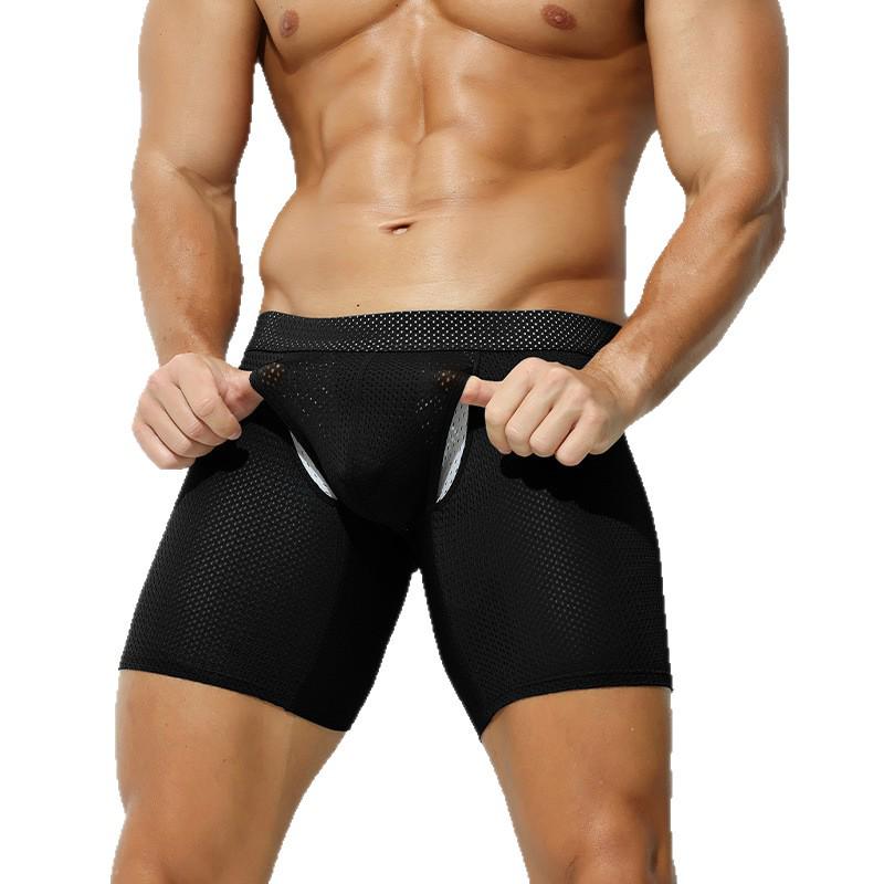 Men's Anti-Chafing Sport Boxer Briefs, Plus Size, Breathable, with Large Pouch and Extended Leg.