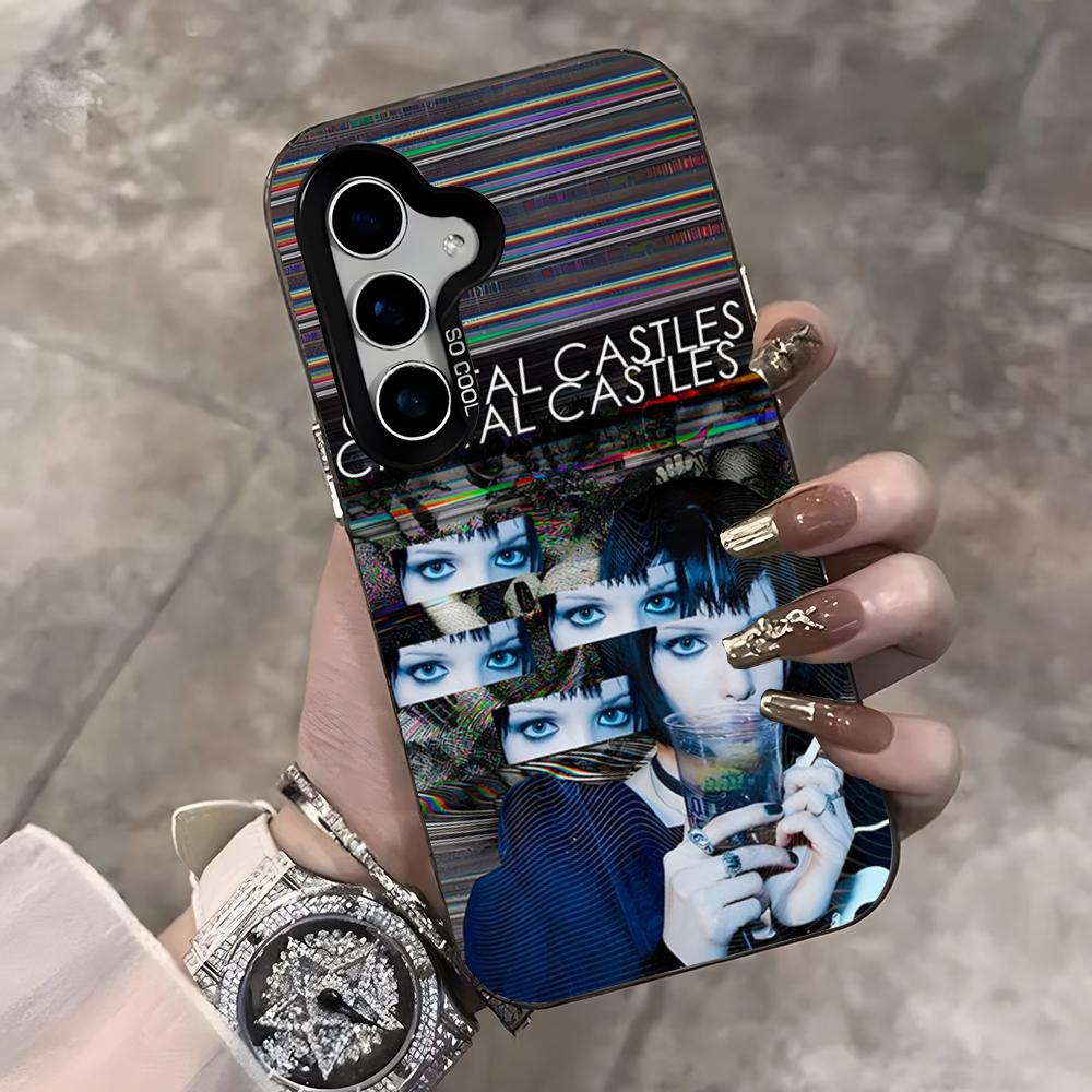 Band C-Crystal Castles Phone Case For Samsung S25 Ultra S23 S22 S21 S20 Ultra Plus S24 Fe A54 A55 Color Silver Cover