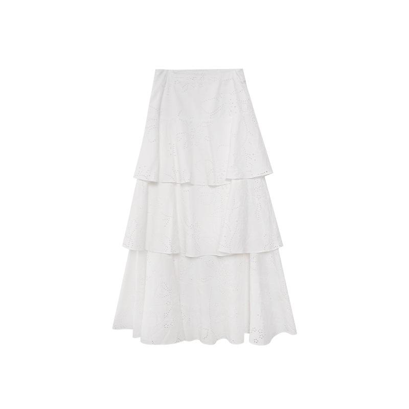 

НОВИНКА 2025 Юбка-торт в корейском стиле, белая, с высокой талией, облегающая, милая - S5066 Medium белый