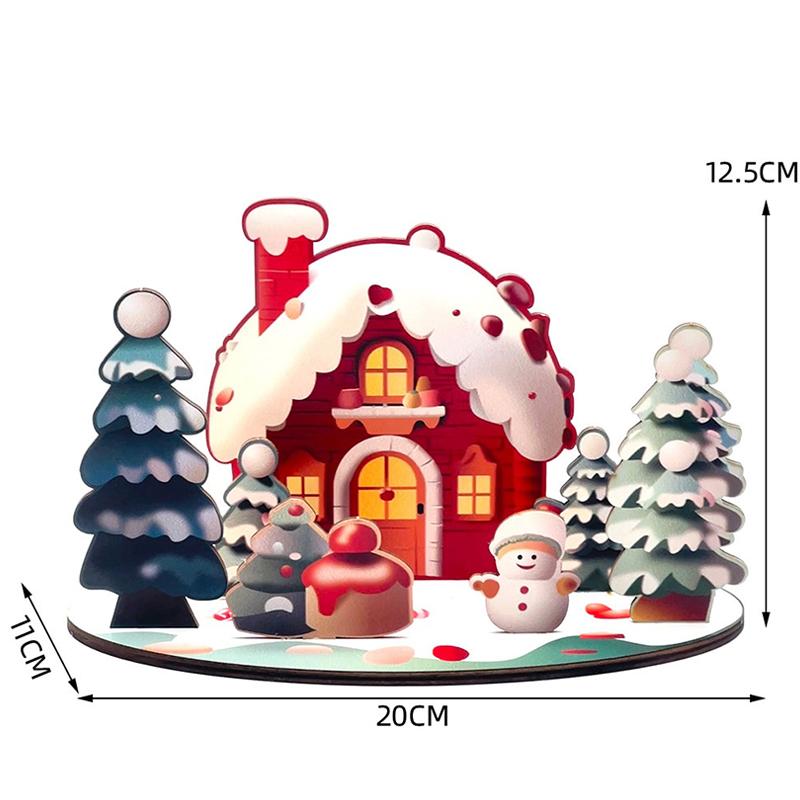 

DIY Wooden Assembled Christmas Cartoon House Ornament Painted Decoration Children s New Year Gift