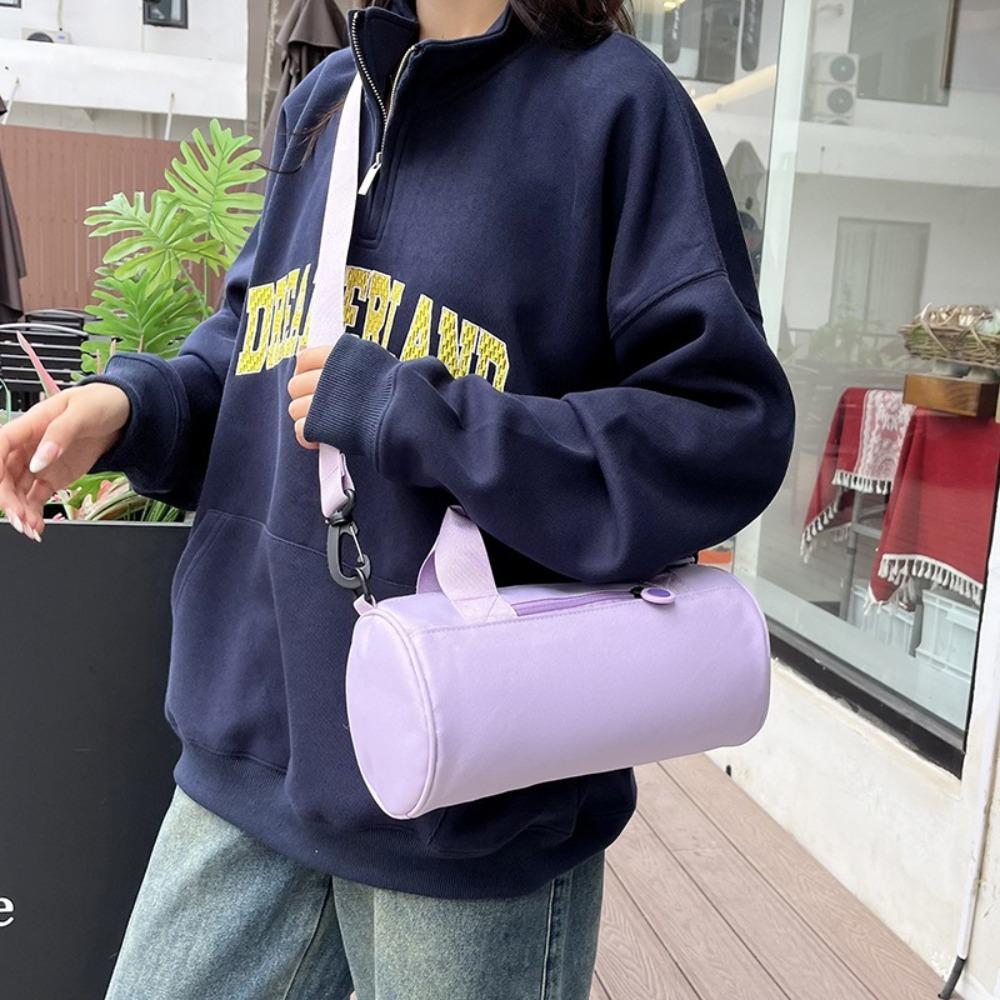 

One Shoulder Women Crossbody Bag Nylon Fitness Yoga Storage Bag Cylinder Gym Bag Travel жовтий