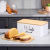 Bamboo Lid Metal Bread Box Set