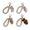 Unique Plush Bear Imitation Pearls Chain Heart Keychain Soft Keyring Bag Pendant Phone Charm for Phones and Bags